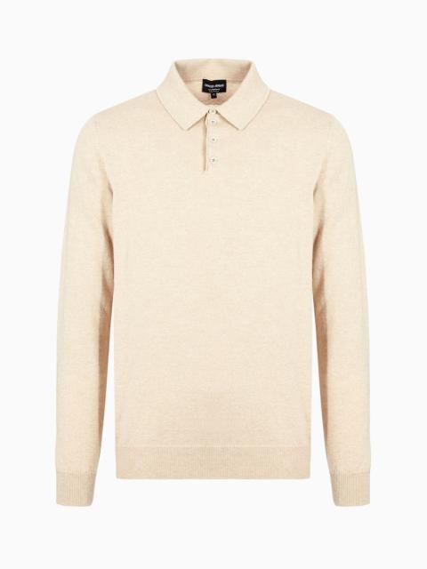 Long-sleeved, pure cashmere polo shirt