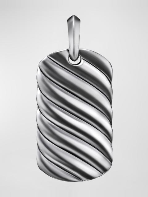 DAVID YURMAN Men's Sculpted Cable Tag Pendant in Silver, 35mm