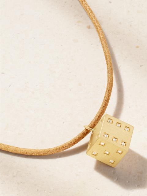 MARIE LICHTENBERG Dado 18-karat Gold, Diamond And Leather Necklace