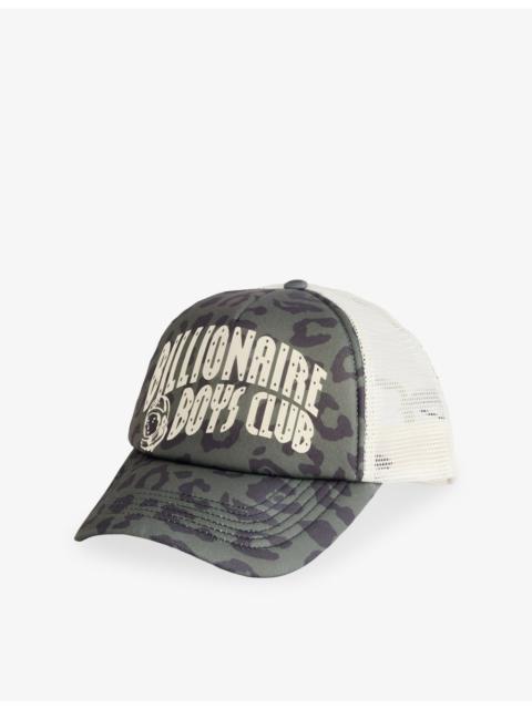 BILLIONAIRE BOYS CLUB Leopard Print Arch Logo Trucker Cap