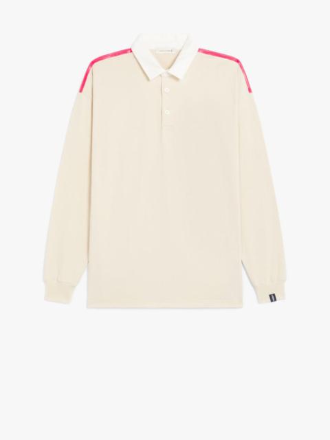 Mackintosh BONE WHITE X PINK COTTON RUGBY SHIRT | GJM-201