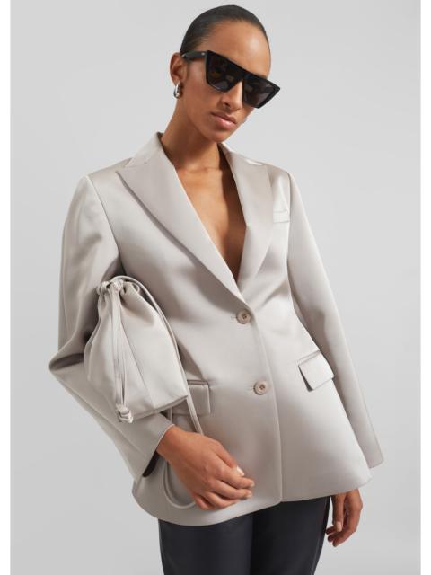 The Frankie Shop Colette Hourglass Satin Blazer - Light Taupe