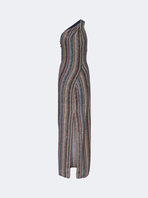 Missoni Zigzag sequined one-shoulder lamé gown