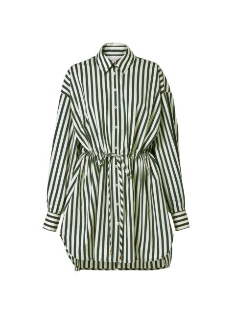 CAROLINA HERRERA Women's Striped Long-Sleeve Mini Shirtdress - Ivory Racing Green