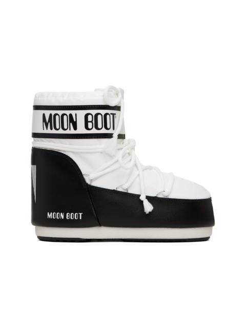 MOON BOOT White & Black Icon Low Nylon Boots