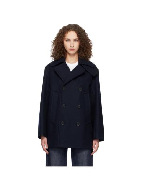 Navy Recycled Wool Peacoat