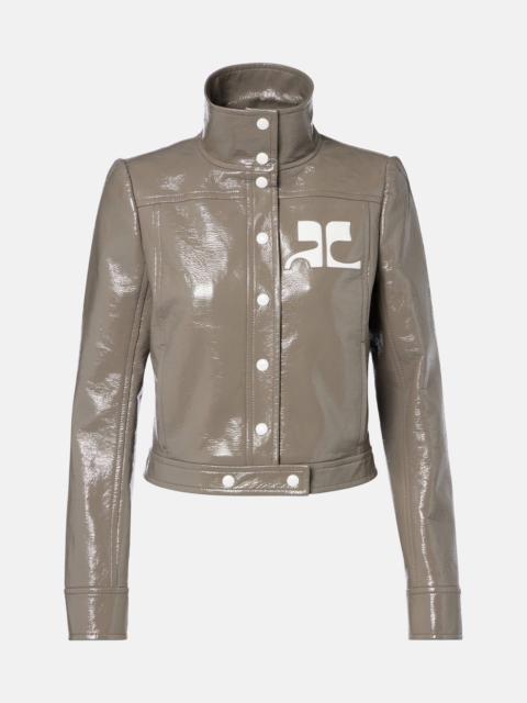 courrèges Logo vinyl cropped jacket
