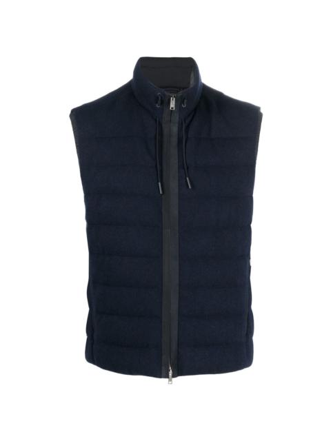 padded cashmere zip-up gilet