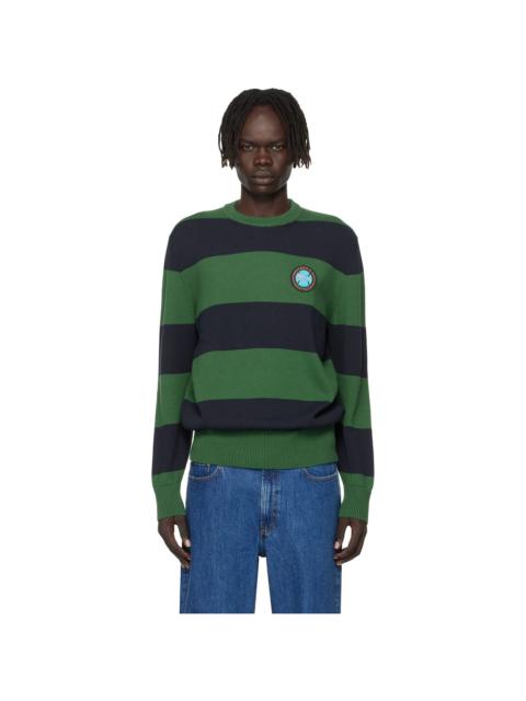 Green & Navy Striped Cotton Jersey Sweater