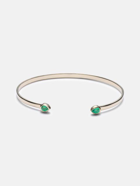 STONE AND STRAND Myrtle 10kt gold cuff bracelet with emerald