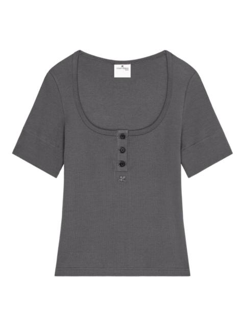 courrèges buttoned ribbed T-shirt