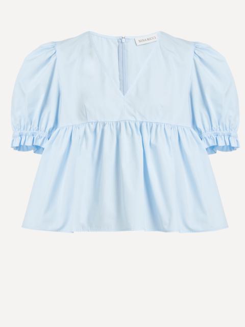 Ruched Sleeve Babydoll Top