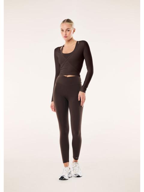 P.E NATION SIGNATURE WRAP LONG SLEEVE TOP IN COFFEE