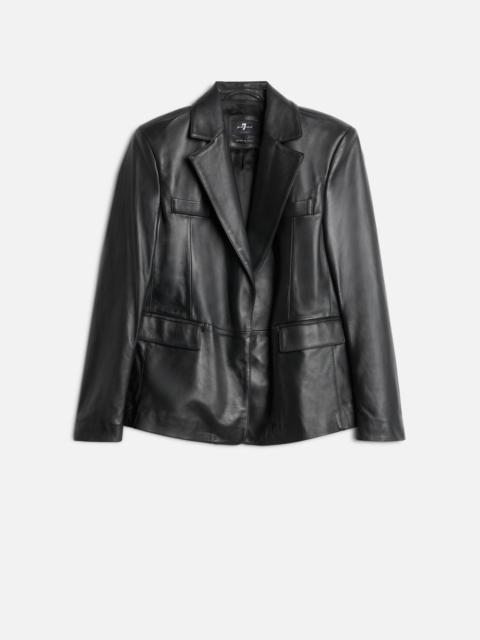 7 For All Mankind Italian Leather Blazer in Black