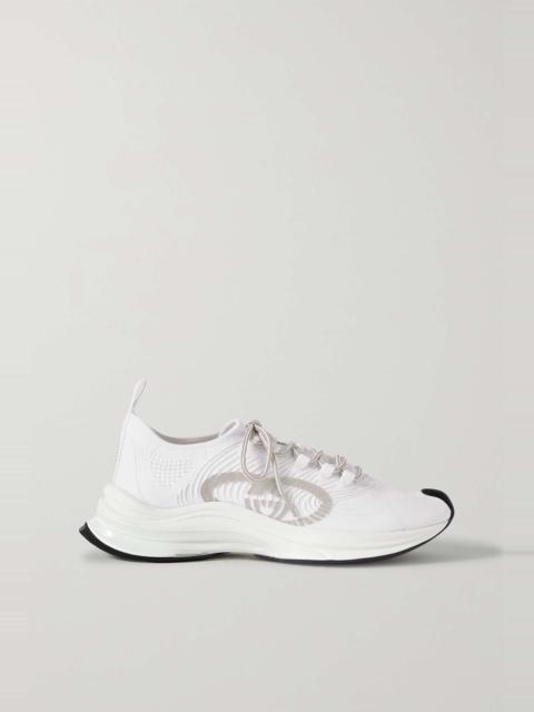 GUCCI Run rubber-trimmed stretch-knit sneakers