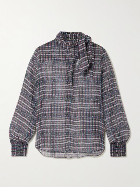 Isabel Marant Geona Tie-neck Checked Silk-crepon Blouse