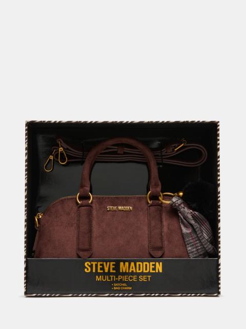 STEVE MADDEN THORNE BAG GIFT SET CHOCOLATE