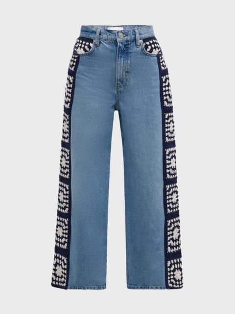 FRAME Le Jane Wide-Leg Crop Crochet Jeans