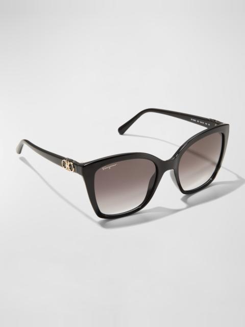 FERRAGAMO Gancini Square Injection Plastic Sunglasses