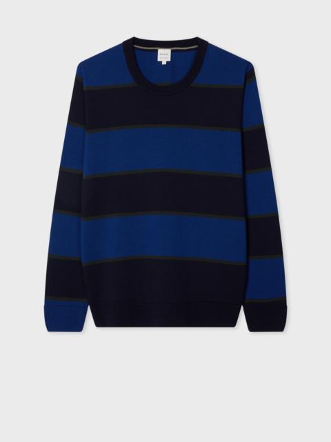 Paul Smith Cobalt Merino Wool Stripe Crew Neck