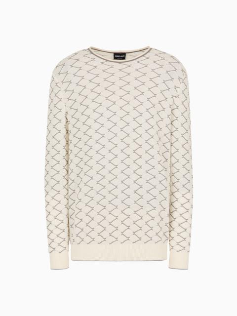 GIORGIO ARMANI Crew-neck jacquard cotton and cashmere jumper