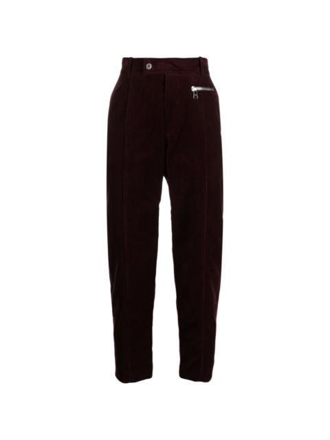tapered-leg suede cropped trousers