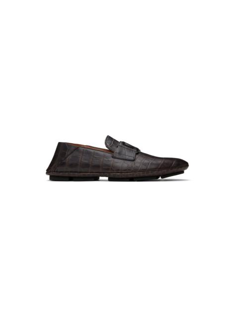 Dolce & Gabbana Brown Calfskin Driver Loafers
