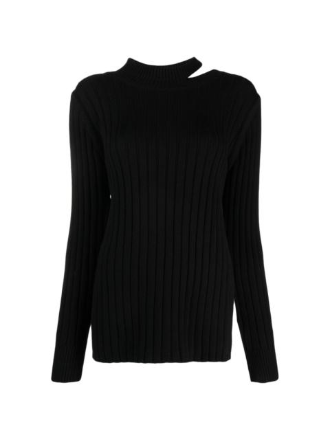 ST. AGNI cut-out ribbed-knit jumper