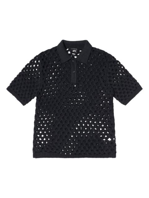 Stussy Big Mesh Polo Sweater 'Black'