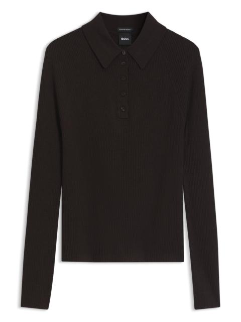 BOSS FITTED POLO SWEATER IN PURE VIRGIN WOOL