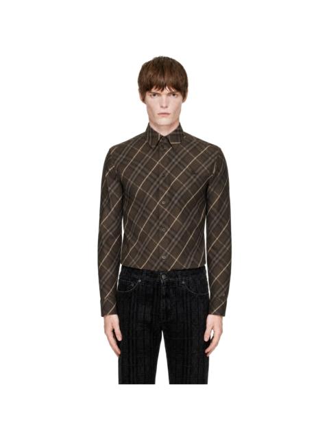 Burberry Brown Classic Fit Check Cotton Shirt