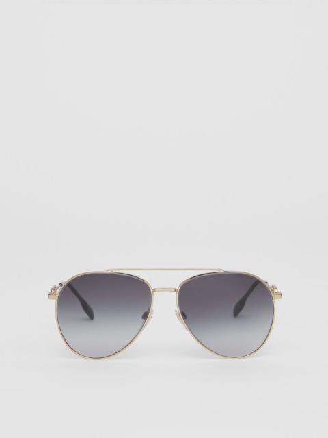 Burberry Monogram Motif Pilot Sunglasses