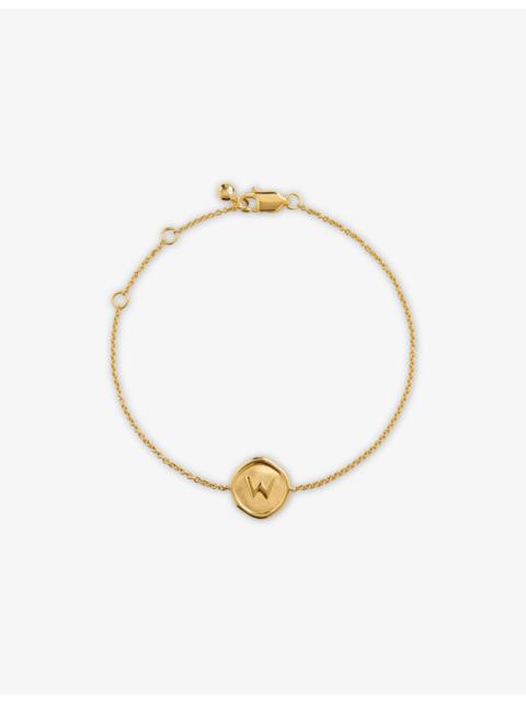 MONICA VINADER Initial W Stamp 18ct Yellow Gold Vermeil Bracelet