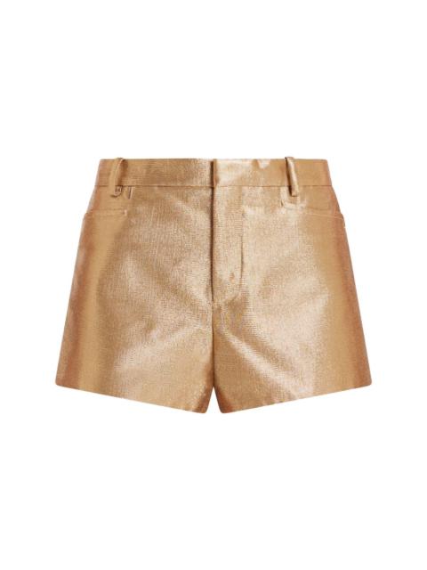 lurex-detail high-waisted shorts