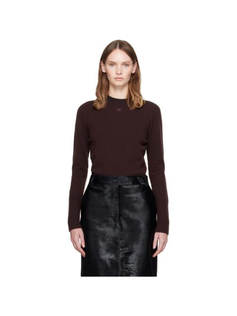 courrèges Brown Lambswool Fitted Crewneck Sweater