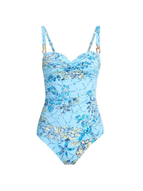 Lilly Pulitzer Women's Solaria Ruched One-Piece Swimsuit - Blue Multi