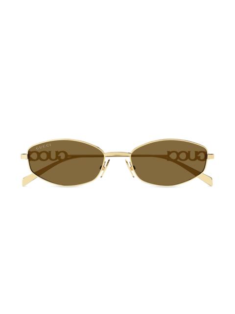 GUCCI Women's Stuck GG 58MM Oval Sunglasses - Gold Black