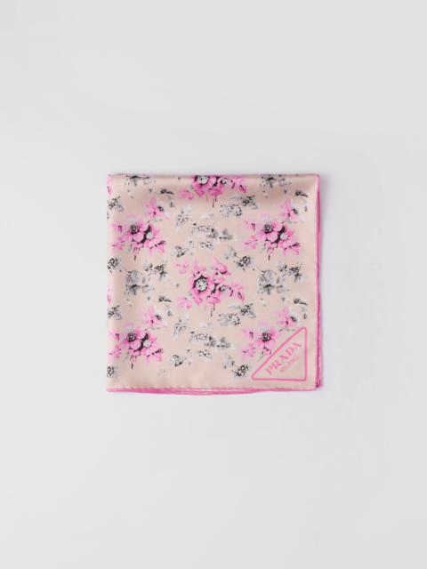 Printed silk twill scarf