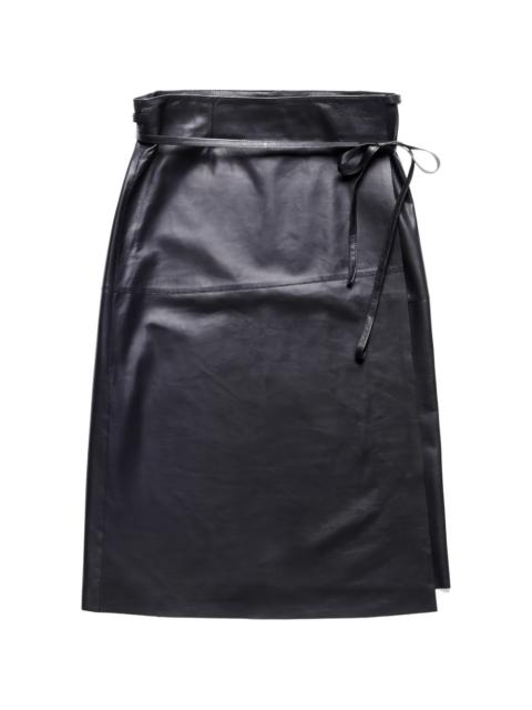 Tod's tie-belt leather skirt