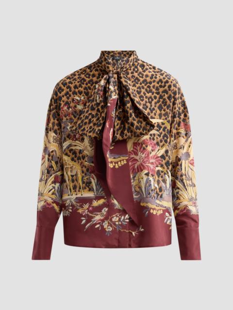 Etro Women's Leopard Safari Print Silk Shirt - Printed Red