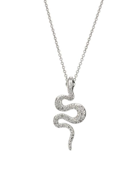 ROBERTO COIN Women's Tiny Treasures 18K White Gold & 0.17 TCW Diamond Snake Pendant Necklace - White Gold