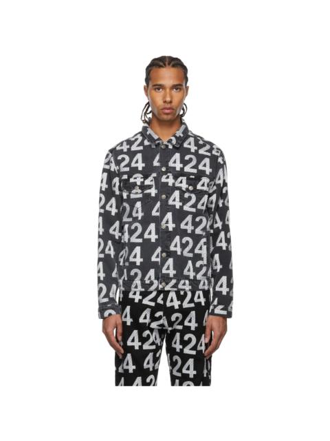 424 Black Denim Recount Trucker Jacket