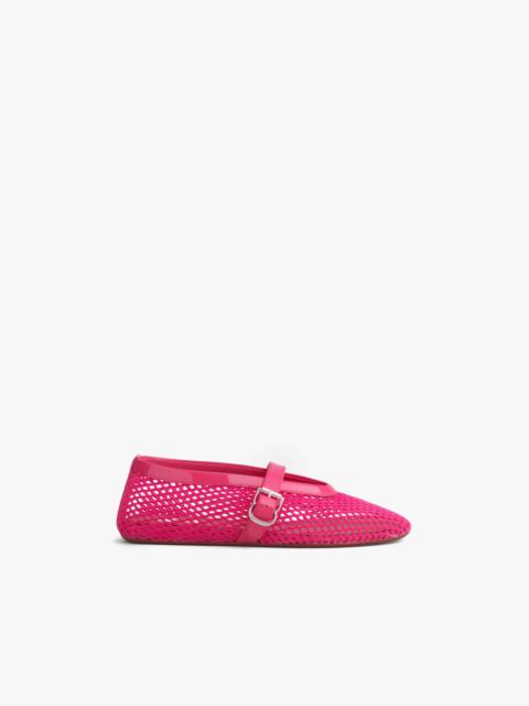 Alaïa BALLET FLATS IN VELVET EFFECT FISHNET