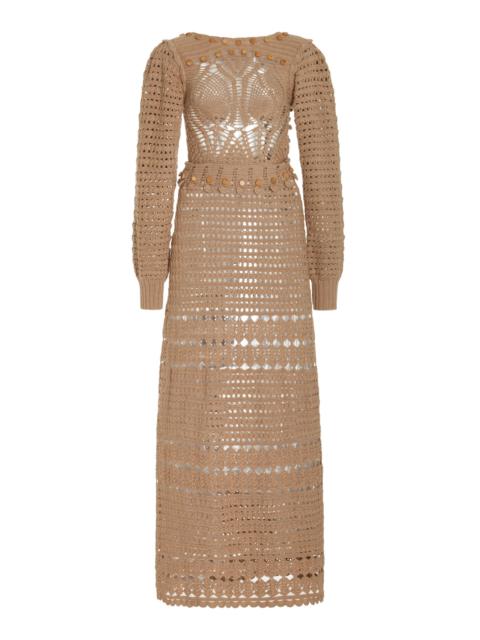 ULLA JOHNSON Prisha Crochet Merino Wool Maxi Dress neutral