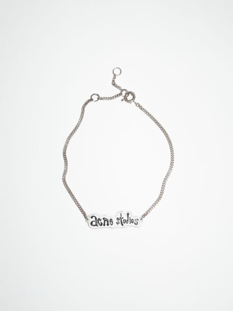 Logo label necklace - Silver/grey