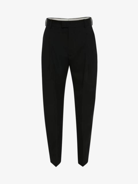 Alexander McQueen Wool Pleat Trousers in Navy