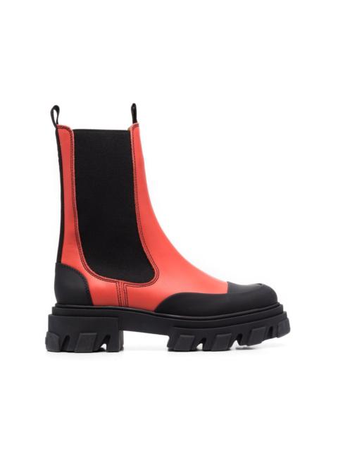 GANNI tall two-tone leather boots