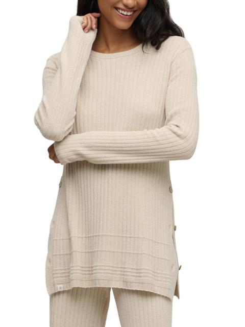 Barefoot Dreams barefoot dreams CozyChic® Ultra Lite® Textured Ribbed Button Sweater in Stone