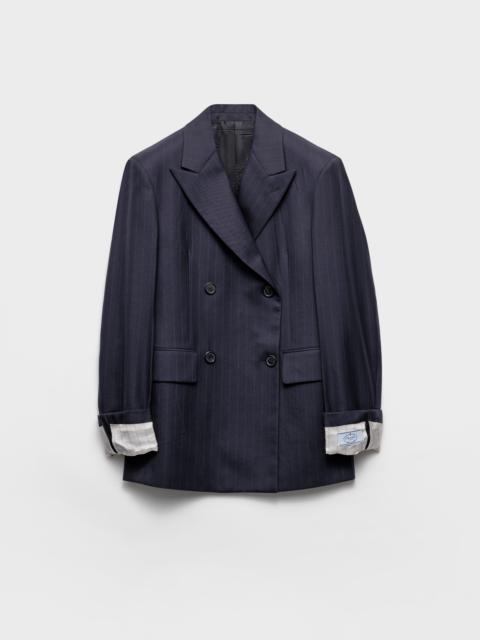 Prada Double-breasted pinstriped wool jacket