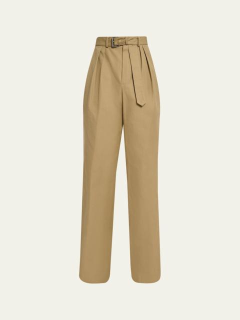 Dries Van Noten Men's Belted Loose Cotton Trousers